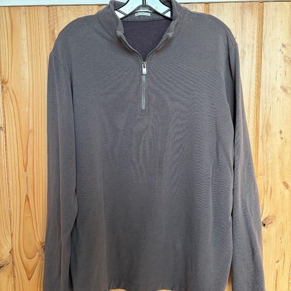 Peter Millar long sleeve quarter zip pullover gray/brown Large - Picture 1 of 10